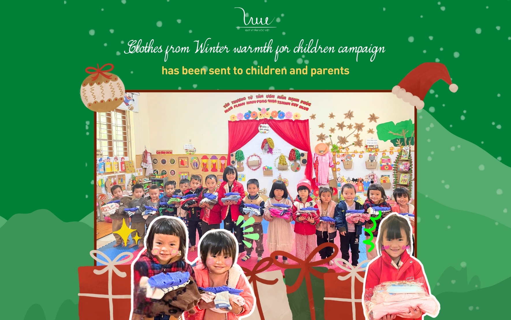 Warm clothes from the Warm winter for children campaign were directly handed over to students and parents in Cao Bang